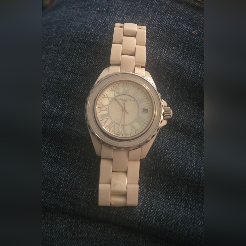 Swiss Legend Cream Ceramic Watch